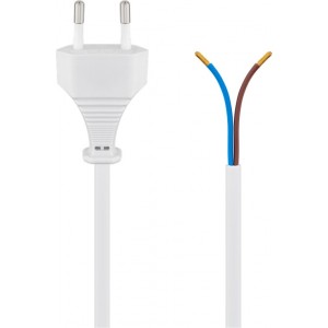 C&acirc;ble avec fiche europ&eacute;enne &agrave; confectionner, 1,5 m, blanc