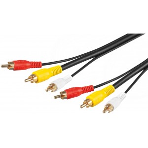 C&acirc;ble de connexion audio vid&eacute;o composite, 3x RCA avec c&acirc;ble vid&eacute;o RG59